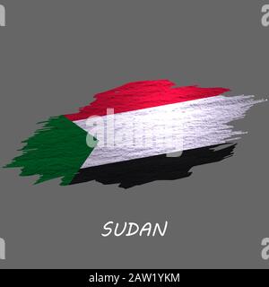 Drapeau de style Grunge du Soudan. Fond de contour de pinceau Illustration de Vecteur