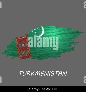 Drapeau de style Grunge du Turkménistan. Fond de contour de pinceau Illustration de Vecteur