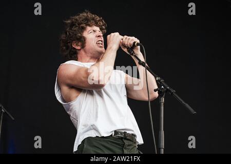 Copenhague, Danemark. 20, 2018. Le groupe américain de punk Hardcore Turnstile organise un concert en direct lors du festival danois de métaux lourds Copenhague 2018. Ici, le chanteur Brendan Yates est vu en direct sur scène. (Crédit Photo: Gonzales Photo - Nikolaj Bransholm). Banque D'Images