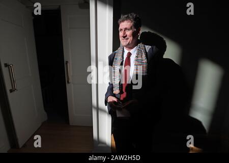 Eamon Ryan, chef du Parti Vert, lors d'une conférence de presse pour le Parti Vert à la Société géorgienne irlandaise, William St, Dublin, pour la campagne électorale générale. Banque D'Images