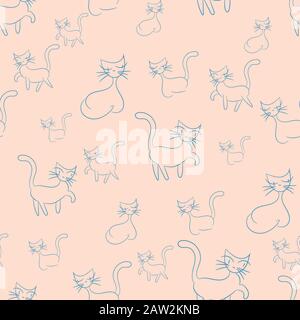 groupe de dessins linéaires stylisés de chats Illustration de Vecteur