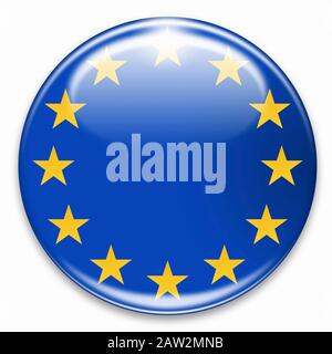 bouton drapeau européen isolé sur blanc Banque D'Images