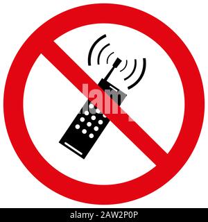 Pas de téléphone cellulaire signe isolé sur fond blanc Banque D'Images