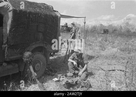 Krawang, Poerwakarta, action policière de Tjikampek. Krawang-sectoer. [Fait Partie D'Une Batterie Artillerie De Campagne.] Date : 23 Juillet 1947 Lieu : Indonésie, Java, Antilles Néerlandaises De L'Est Banque D'Images