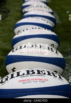 Vue Générale De La France Rugby Match Balls Au Stade De France France / Angleterre, Guinness 6 Nations Rugby Union, Stade De France, Saint-Denis, Paris, Banque D'Images