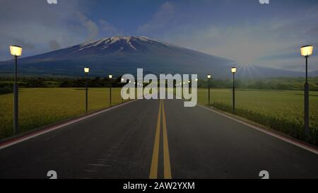 Le rendu tridimensionnel de la route à un bel endroit Banque D'Images