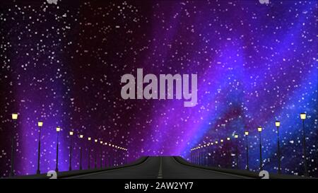 Le rendu tridimensionnel de la route à un bel endroit Banque D'Images