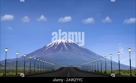 Le rendu tridimensionnel de la route à un bel endroit Banque D'Images