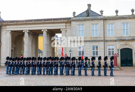 Le Royal Guards Music Band, Amalienborg Palace, Copenhague, Danemark Banque D'Images