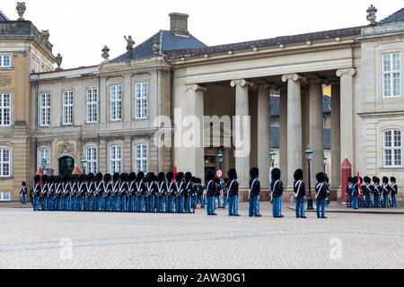 Le Royal Guards Music Band, Amalienborg Palace, Copenhague, Danemark Banque D'Images