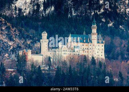 Hiver Au Château De Neuschwanstein, Près De Hohenschwangau, Bavière, Allemagne. Banque D'Images