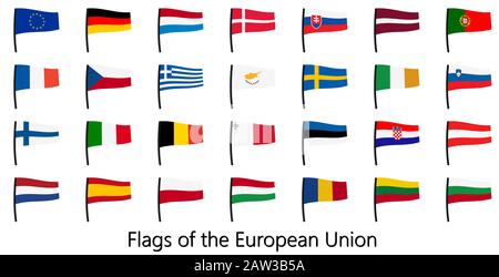 EPS 10 vecteur montrant une collection de drapeaux de l'Union européenne Illustration de Vecteur