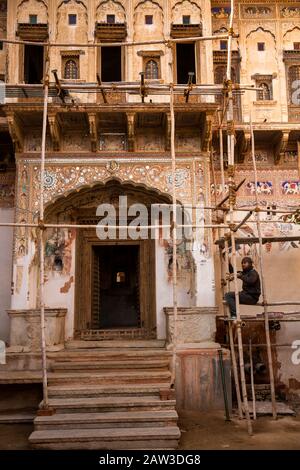 Inde, Rajasthan, Shekhawati, Mandawa, a été restauré pour devenir un hôtel du patrimoine Banque D'Images