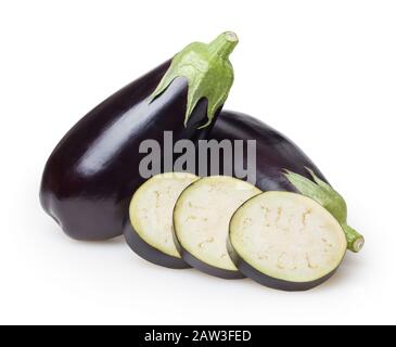 Aubergines isolé sur fond blanc avec clipping path Banque D'Images