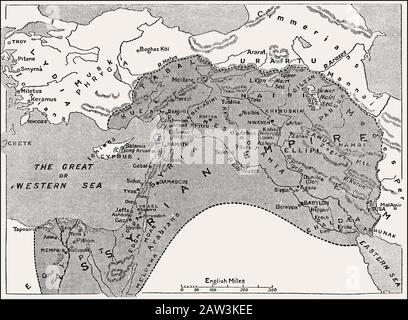 Carte de l'Empire assyrien, 1000 avant J.-C. jusqu'à 700 avant J.-C. Banque D'Images