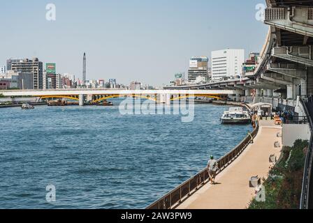 Pont Ryogoku au-dessus du Sumida-gawa à Tokyo, Japon Banque D'Images