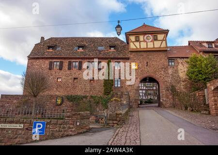 Dilsberg, Allemagne - 26 janvier 2014 : porte-ville de Dilsberg Banque D'Images