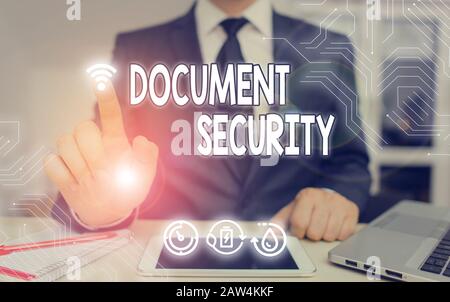 Sécurité Du Document De Texte Manuscrite. Photo conceptuelle signifie dans laquelle les documents importants sont déposés ou stockés Banque D'Images