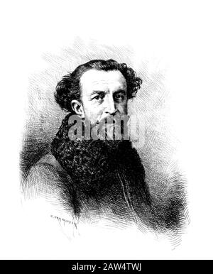 1878 , Paris , FRANCE : le peintre et poète français Eugène Murer ( née Hyacinthe Eugène Meunier ) ( 1841 - 1906 ). Portrait gravé par Van Muyde Banque D'Images