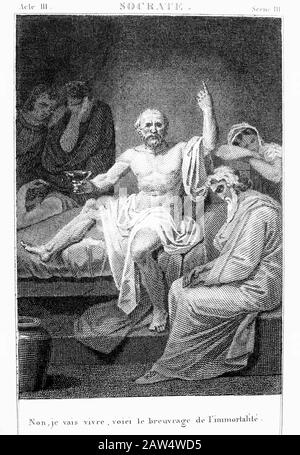 Le philosophe grec classique SOCRATES ( Athènes 469 - 399 b. C. ) . Portrait de l'œuvre originale de deveria français , gravé par Derly , pour le Banque D'Images