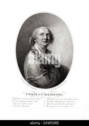 1790 Ca , FRANCE : Alessandro CONTE DI CAGLIOSTRO ( né GIUSEPPE BALSAMO , 1743 - 1795 ) . Portrait gravé par Rober Samuel Marcuard d'origine Banque D'Images