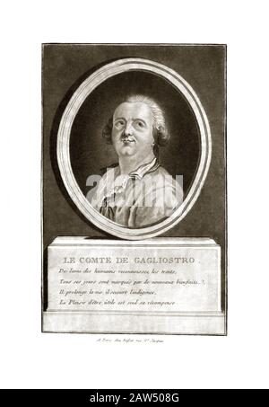 1790 Ca , FRANCE : Alessandro CONTE DI CAGLIOSTRO ( né GIUSEPPE BALSAMO , 1743 - 1795 ) . Portrait gravé , Paris . L'avènement italien le plus célèbre Banque D'Images