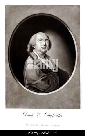 1790 Ca , FRANCE : Alessandro CONTE DI CAGLIOSTRO ( né GIUSEPPE BALSAMO , 1743 - 1795 ) . Portrait gravé par J. S. Neges du portrait original Banque D'Images