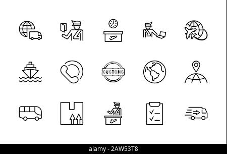 Icônes Vectorielles De La Série De La Journée Internationale Des Douanes. Contour Modifiable. 32 x 32 Pixels Illustration de Vecteur