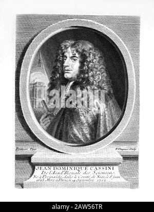 1700 CA , FRANCE : le mathématicien italien , astronome , astrologue et ingénieur GIOVANNI DOMENICO CASSINI ( 1625 - 1712 ). Portrait gravé en 17 Banque D'Images