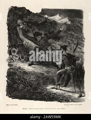 1828 , ALLEMAGNE : le poète allemand Johann Wolfgang von GOETHE ( 1749 - 1832 ) , illustration avec Faust et Mephistopheles dans les montagnes Hartz par p Banque D'Images