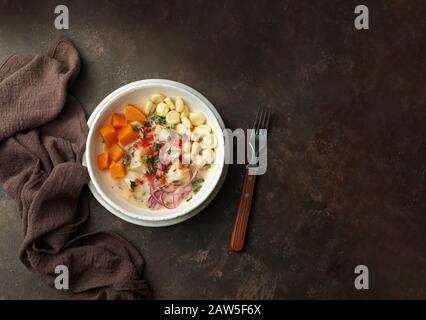 cebiche, ceviche, repas d'amérique latine, poisson mariné péruvien Banque D'Images