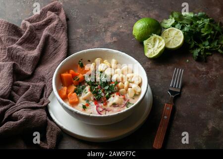 cebiche, ceviche, repas d'amérique latine, poisson mariné péruvien Banque D'Images