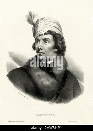 1820 CA , États-Unis : Brigadier-général polonais KOSCIUSZKO ( Andrzej Tadeusz Bonawtura Kosciuszko - 1746 - 1817 ). Portrait gravé par Moynet du Banque D'Images