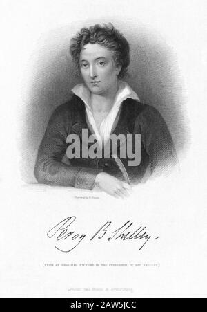 1820 CA , GRANDE-BRETAGNE : le poète romantique britannique Percy Byshe SHELLEY ( 1792 - 1822 ), ami de Lord GEORGE GORDON BYRON ( 1788 - 1824 ) . Grave Banque D'Images