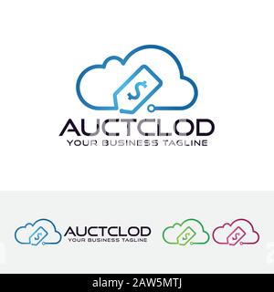 Design créatif du logo de vente aux enchères. Modèle de logo de technologie de vente aux enchères en ligne Illustration de Vecteur
