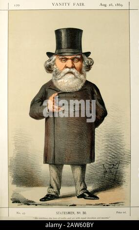 1869 , LONDRES , GRANDE-BRETAGNE : le célèbre Sir Austen Henry Layard ( 1817 - 1894 ), caricature de portrait de VANITY FAIR , 28 août 1869 , par A Banque D'Images