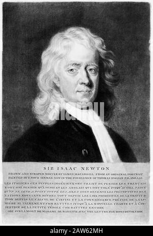 1760 ca. Grande-BRETAGNE : le célèbre physicien et mathématicien anglais Sir ISAAC NEWTON ( 1642 - 1727 ) qui étudie le phénomène de la gravité Banque D'Images