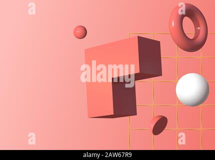 3D de formes complexes ou des éléments de conception abstraite de tomber dans un contexte surréaliste colorés Illustration de Vecteur