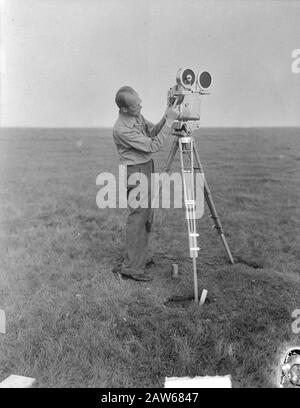 Record Flight Gloster Meteor over Ameland Annotation: Une caméra spéciale est établie Date: 28 août 1949 lieu: Ameland, Friesland mots clés: Enregistrer Les Vols, l'aviation Banque D'Images