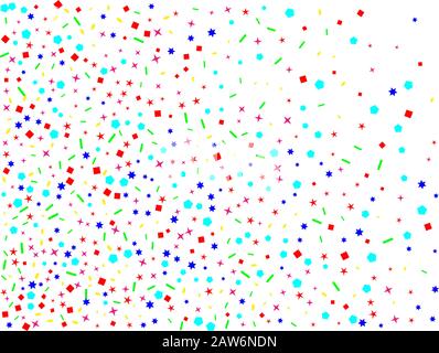 Arrière-plans confettis colorés. Confetti nouveau web de fond. Hexagones colorés, étoiles, ovales tridimensionnels. Illustration de Vecteur