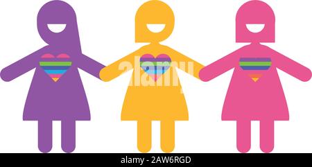 Avatars femmes de jour zéro discrimination, style plat icône vecteur illustration conception illustration vectorielle conception d'illustration Illustration de Vecteur