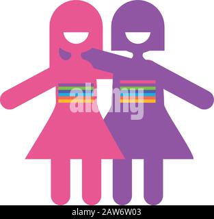 Avatars femmes de jour zéro discrimination, style plat icône vecteur illustration design Illustration de Vecteur