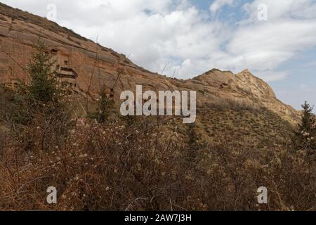 Complexe bouddhiste Mati si près de Zhangye dans la province de Gansu Banque D'Images