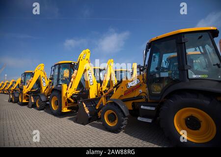 JCB digesteurs pour exportation ro ro Banque D'Images