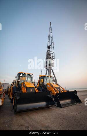 Digesteurs JCB en attente d'exportation Banque D'Images