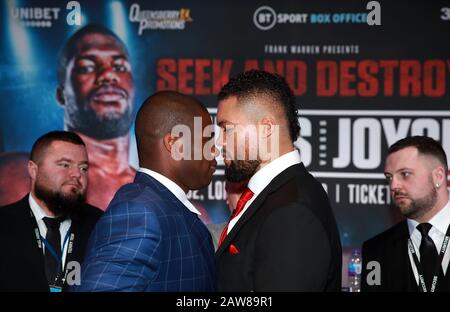 Daniel Dubois et Joe Joyce lors de la conférence de presse à BT Tower, Londres. Banque D'Images
