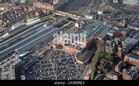 Vue aérienne du centre commercial Fishergate à Preston Lancashire, Royaume-Uni Banque D'Images