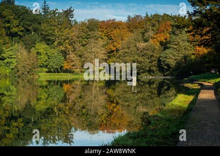 Les couleurs de l'automne commencent à apparaître au lac Shearwater, à Warminster, dans le Wiltshire Banque D'Images