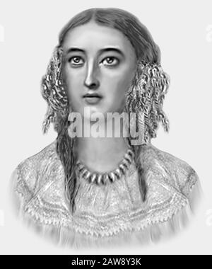 Pocahontas c1596 - 1617 Native American Artist impression basée sur une gravure du XIXe siècle Banque D'Images