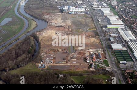 Vue aérienne des terrains de développement sur Wheatley Hall Road, Doncaster DNT 2 Banque D'Images